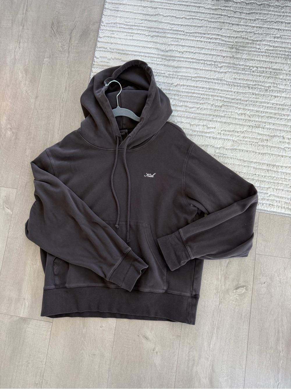 Kith Men's Black Crewneck Hoodie with Small Script Logo